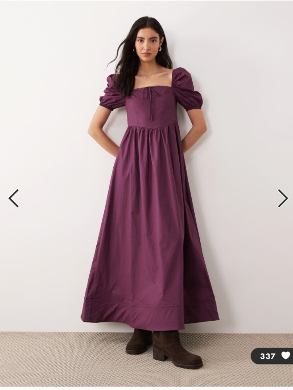 Glamorous Deep Purple Square Neck Puff Sleeve Maxi Dress | Size 2